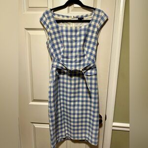 Ann Taylor Blue & White Checkered Dress - Size 6 - Excellent Condition!